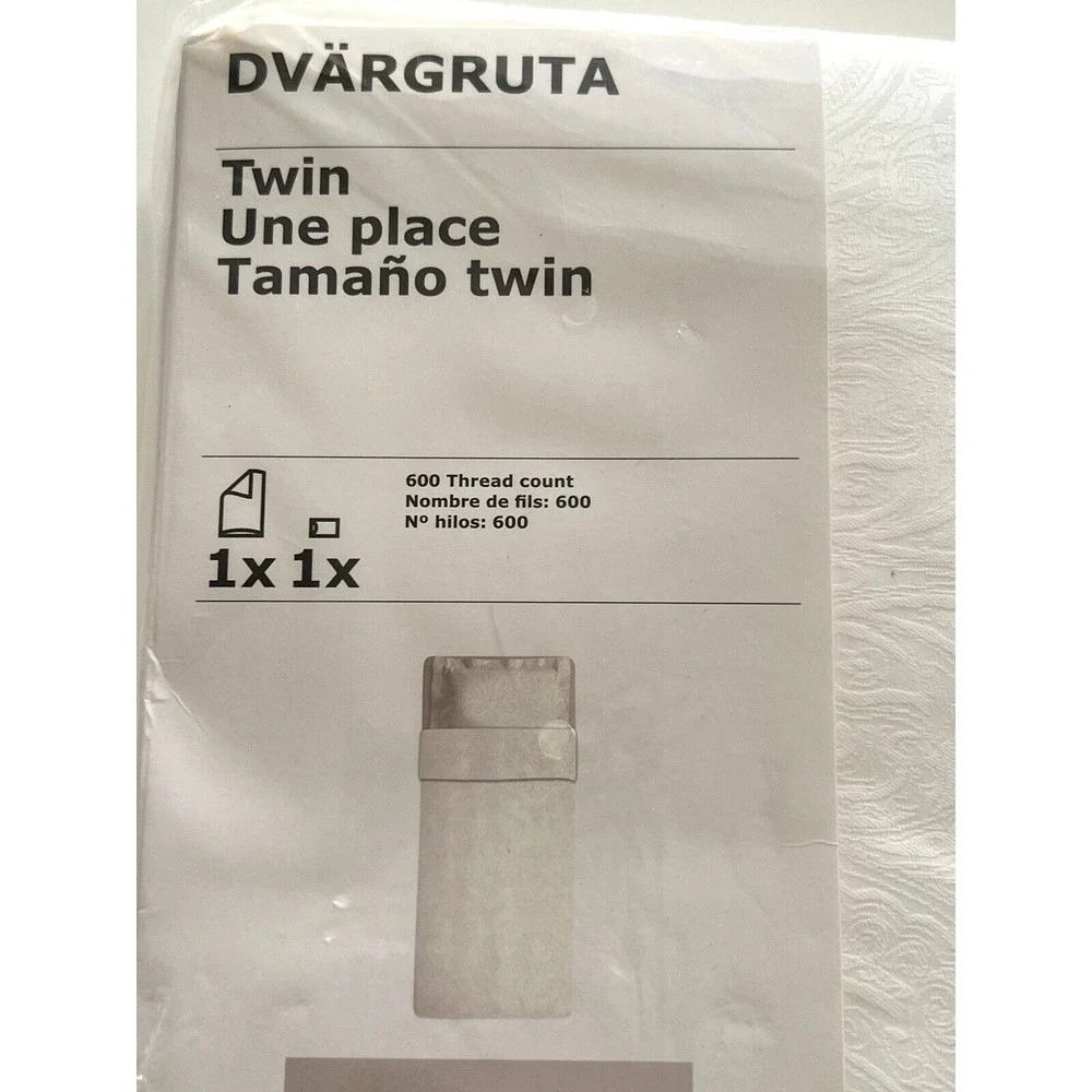 Ikea DVARGRUTA Twin Duvet Cover + 1 Pillowcases Bed Set Jacquard White NEW